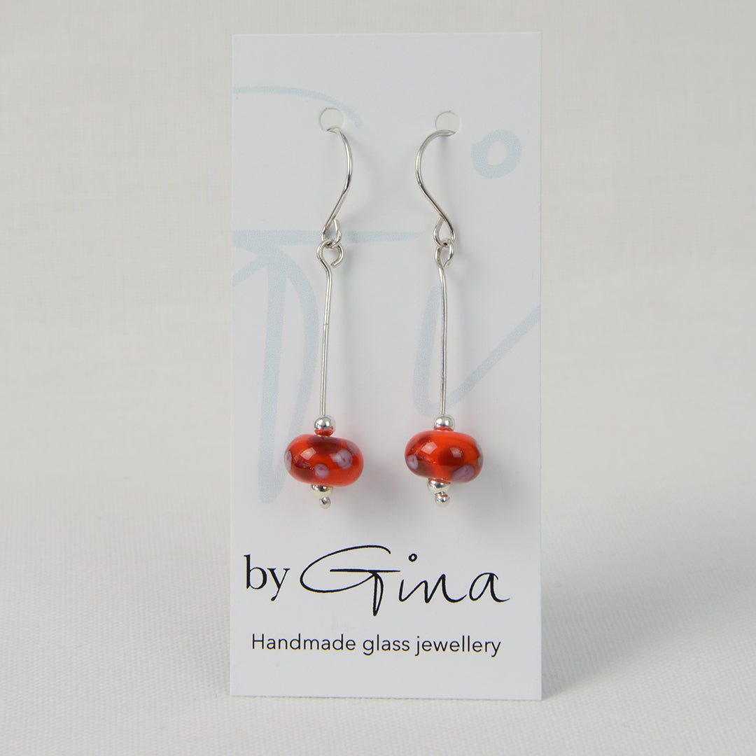 Pink, purple and orange glass bead earrings